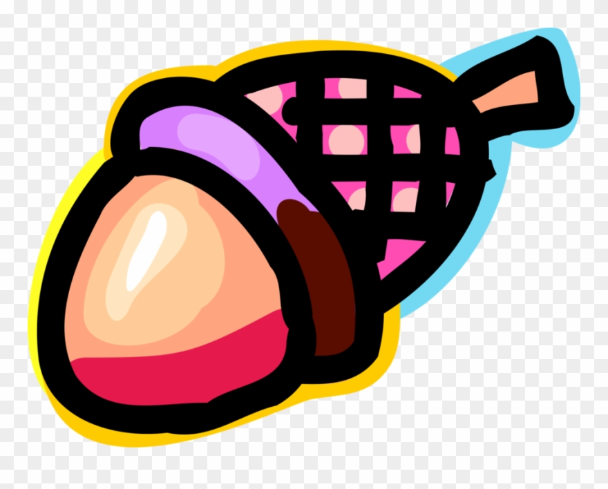Vector Illustration Of Hard Shell Edible Seed Acorn Clipart