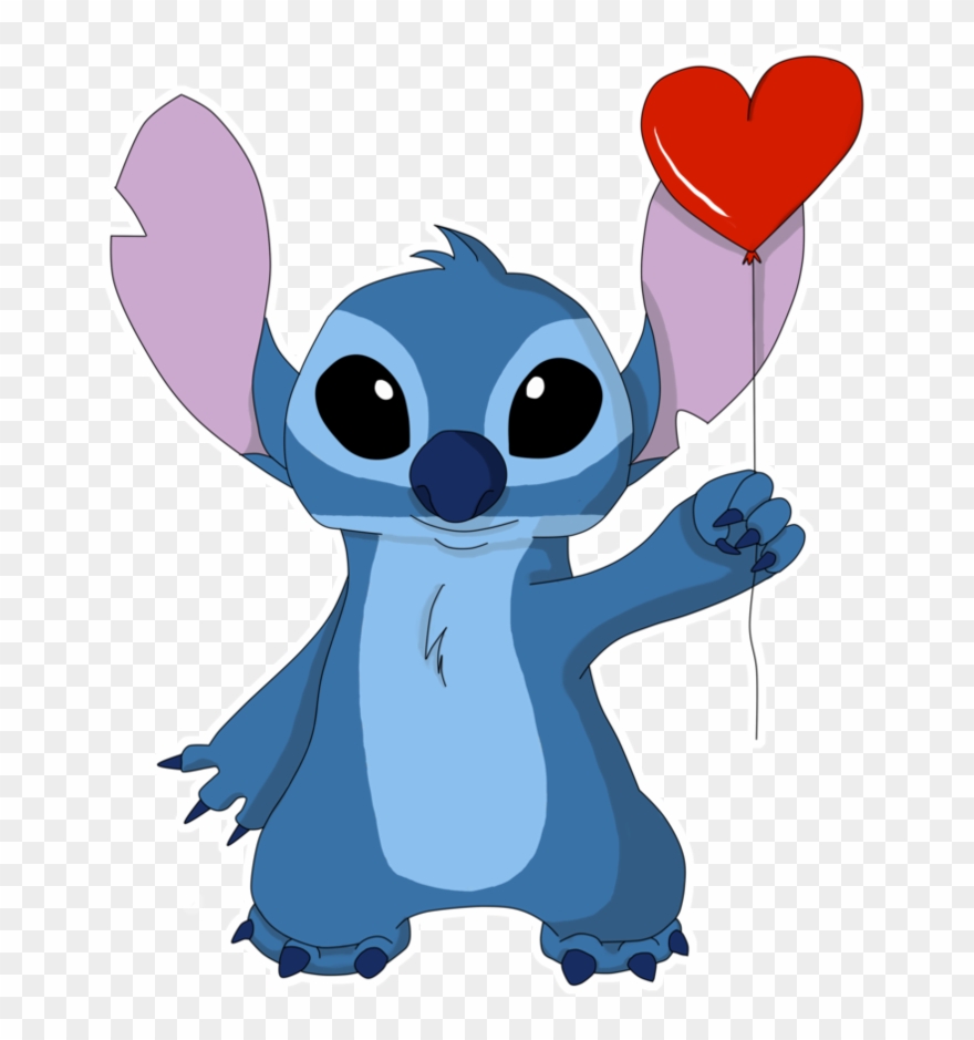 Stitch Holding Heart Balloon - Stitch Holding A Flower Clipart