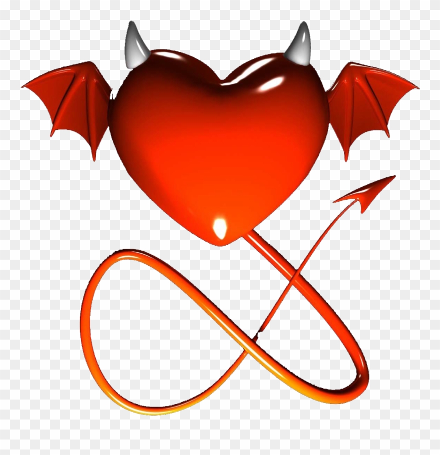 Heart With Devil Horns Tattoo Clipart