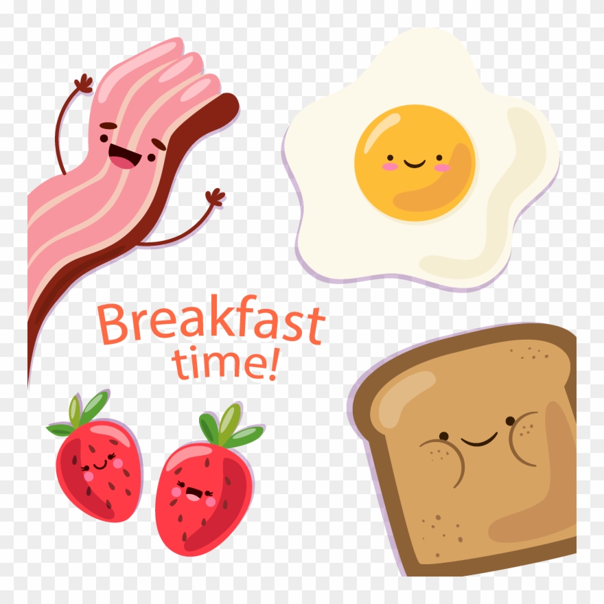 Full Breakfast Bacon, Egg And Cheese Sandwich Pancake - Breakfast Time Breakfast Cartoon Clipart