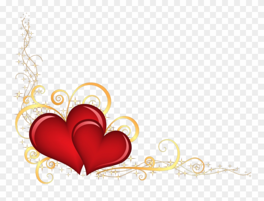 Mq Red Gold Heart Hearts Border Borders - Hearts Transparent Clipart