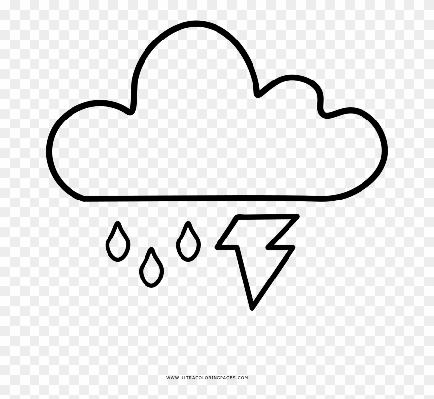 Thunderstorm Coloring Page - Dibujo De Tormenta Electrica Para Colorear Clipart