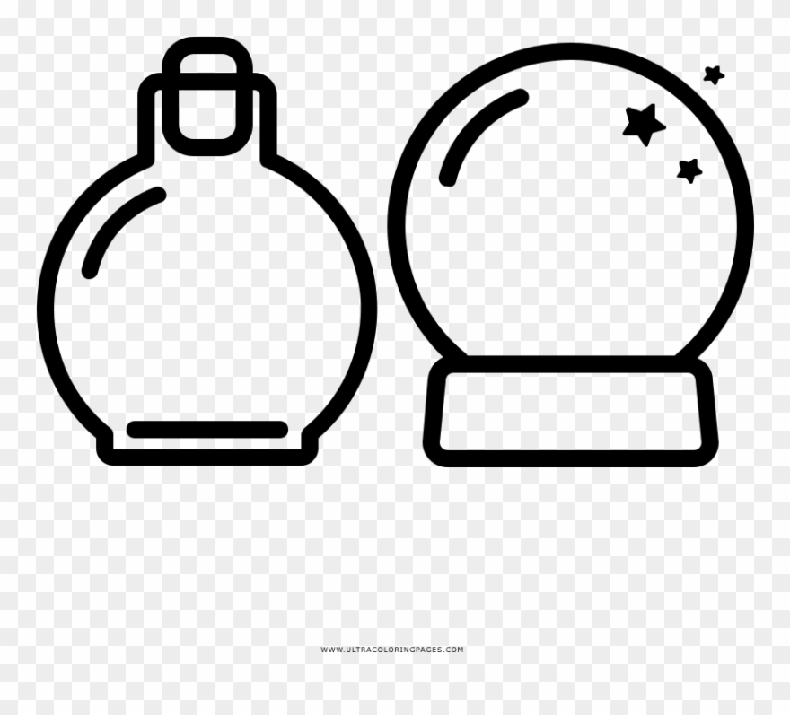 Potion And Crystal Ball Coloring Page - Gypsy Icon Clipart