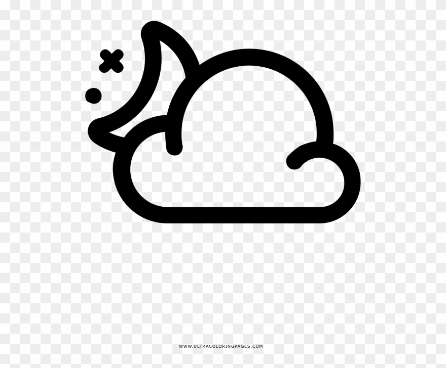 Partly Cloudy Coloring Page - Line Art Clipart