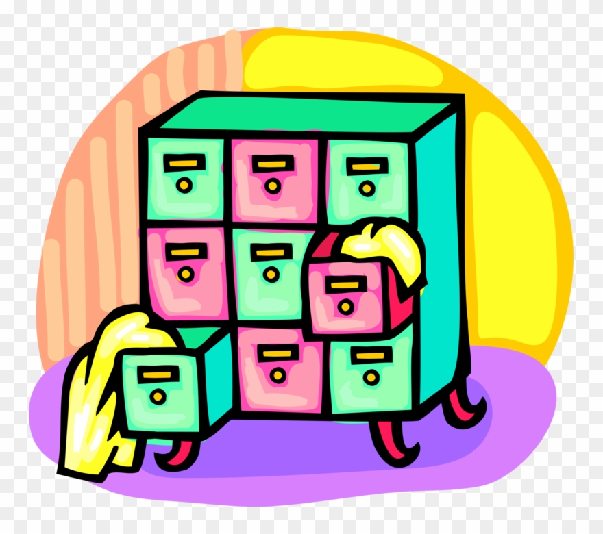 Vector Illustration Of Filing Cabinet Office Furniture Clipart