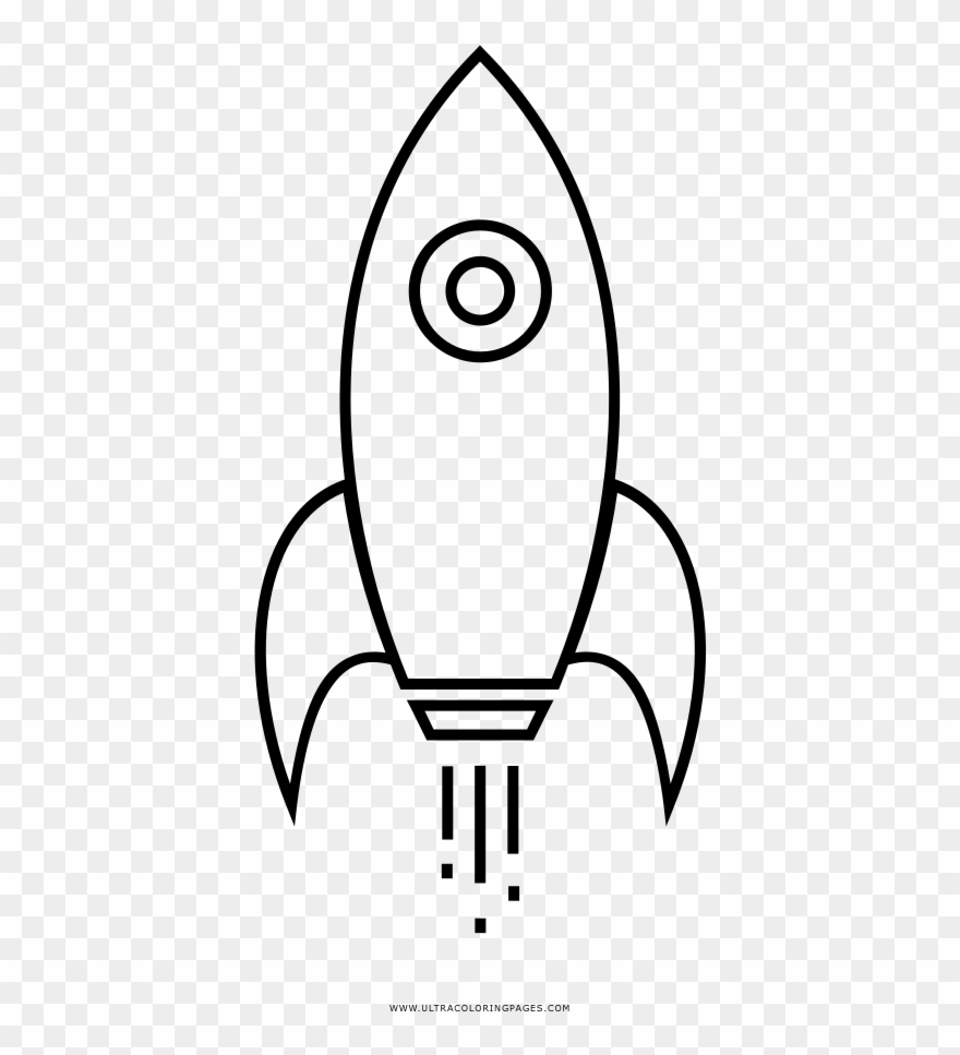 Rocketship Coloring Page - Line Art Clipart