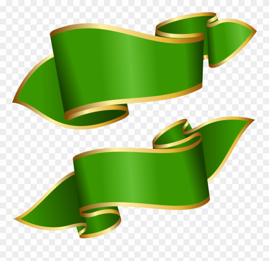 White And Gold Banner Clipart - Green Gold Ribbon Png Transparent Png