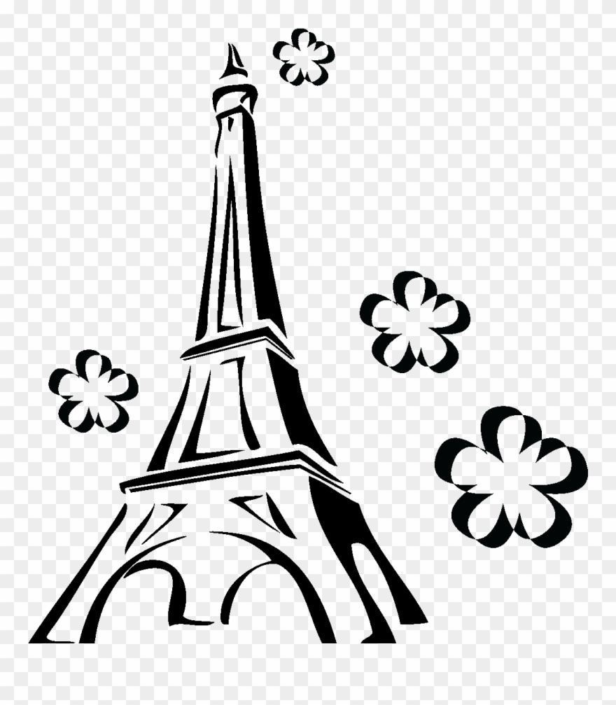 Tour Eiffel Entouree De Fleurs Ambiance Sticker Sb - Eiffel Tower Sketch Png Clipart