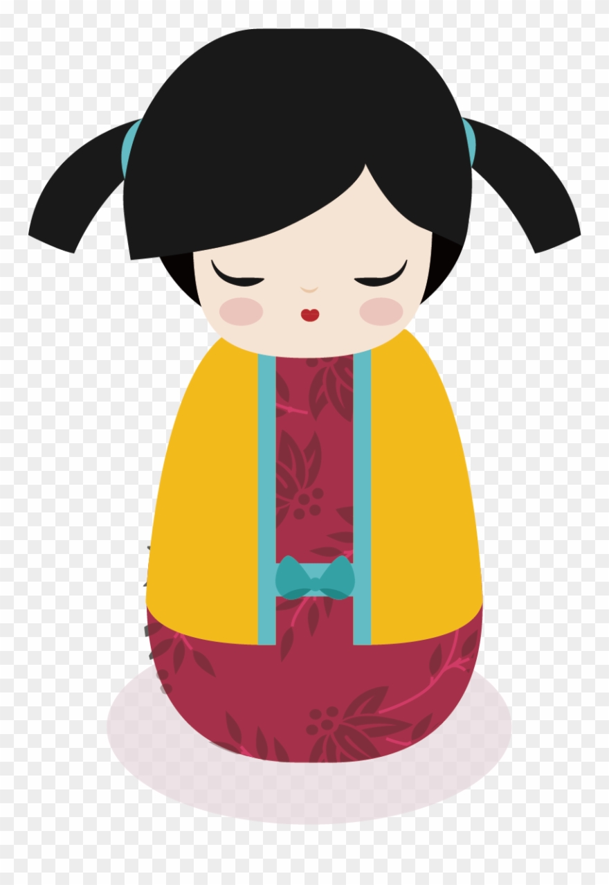 Japan Post It Note Paper Doll Kimono - Japanese Doll Cartoon Clipart
