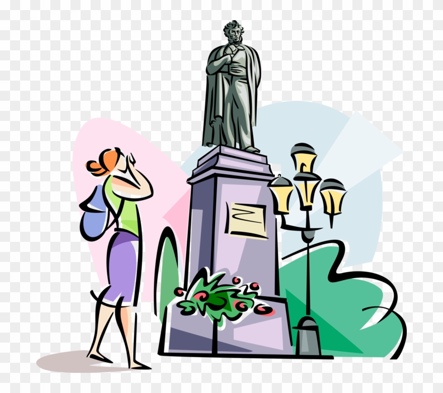 Vector Illustration Of Monument To Aleksandr Pushkin, - Памятник Клипарт Clipart