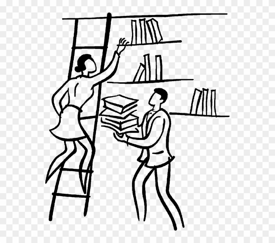 Vector Illustration Of Librarians Place Library Books Clipart
