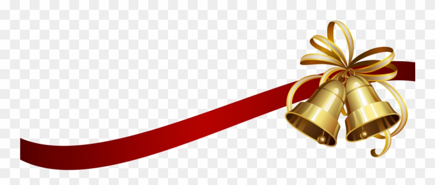 Christmas Bells With Ribbon Transparent Png Clip Art - Transparent Background Christmas Bells Png