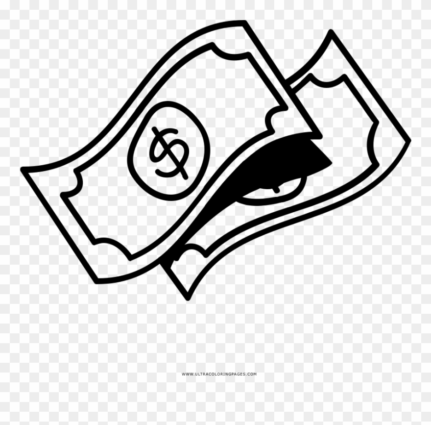 Dollar Bills Coloring Page - Line Art Clipart