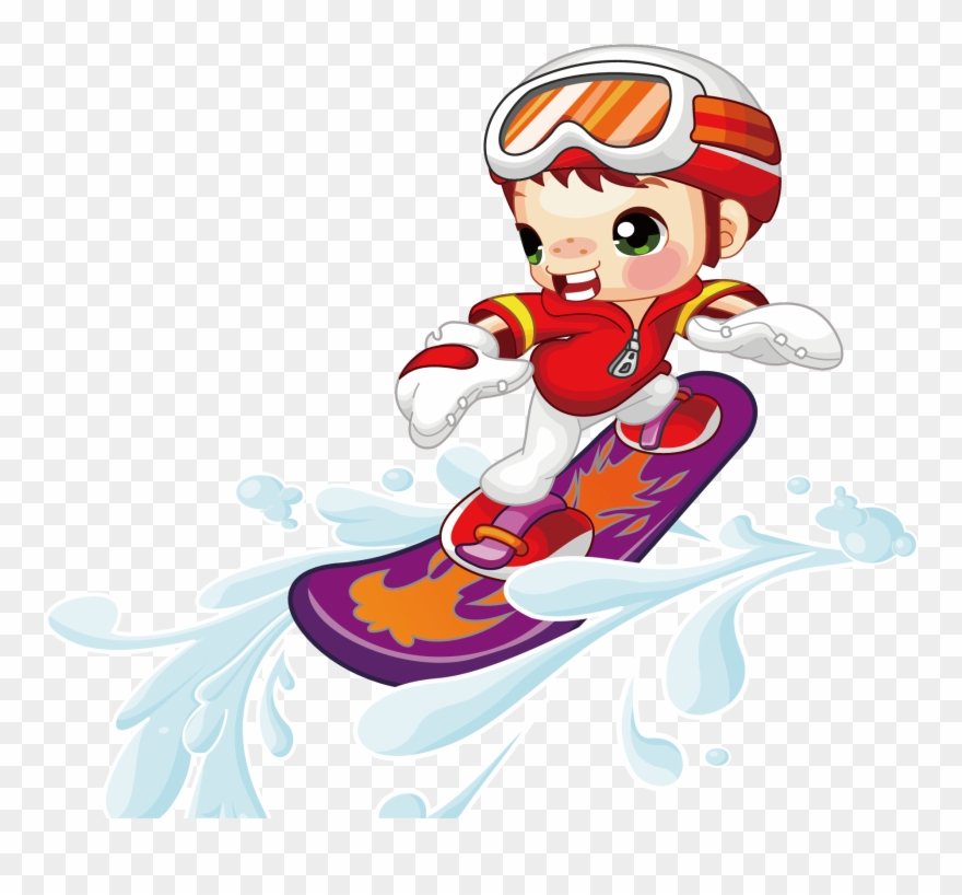 Cartoon Illustration Surfing Boys - Cute Cartoon Characters Clipart