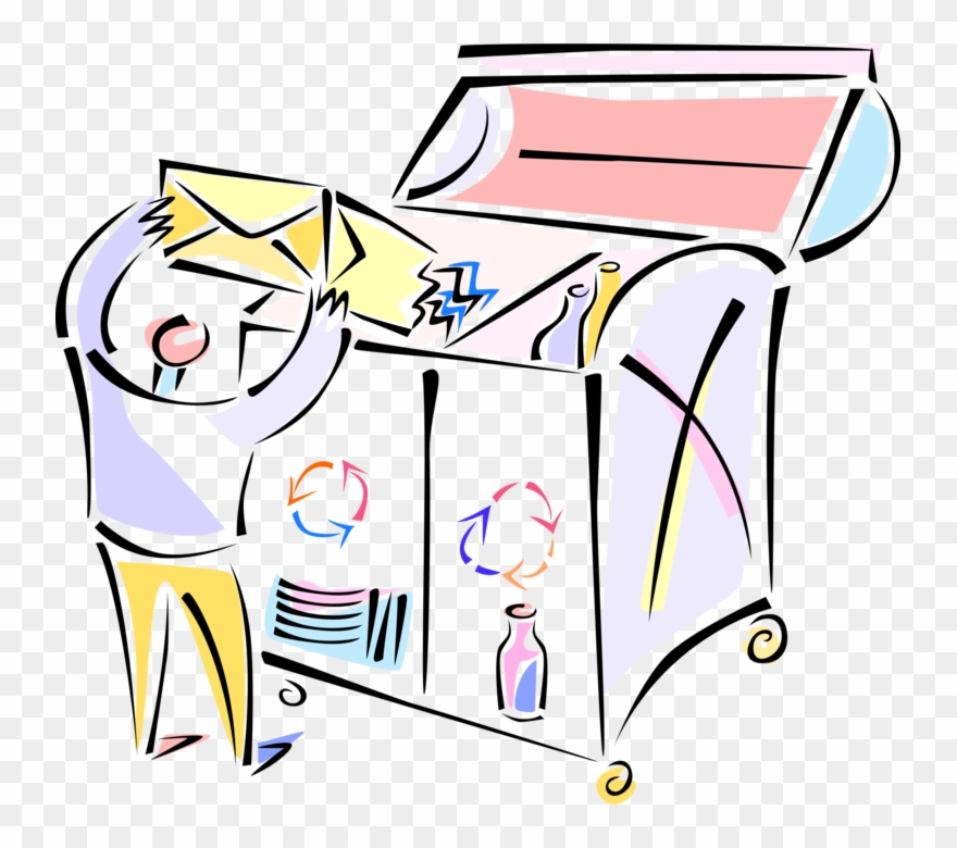 Vector Illustration Of Recycle Blue Box Receptacle - Recycle Clipart