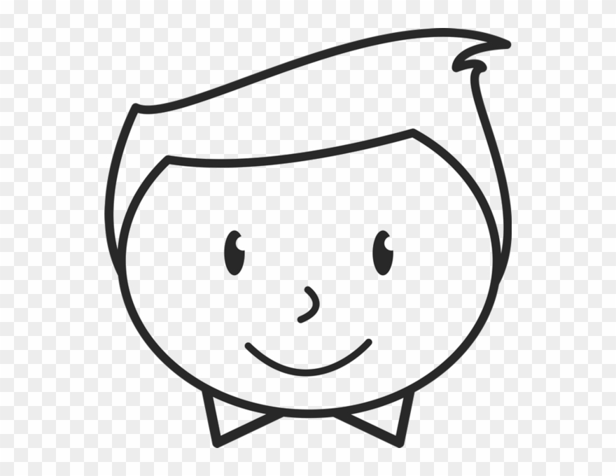 Black Hair Clipart Stylish Boy - Boy Face Stick Figure - Png Download