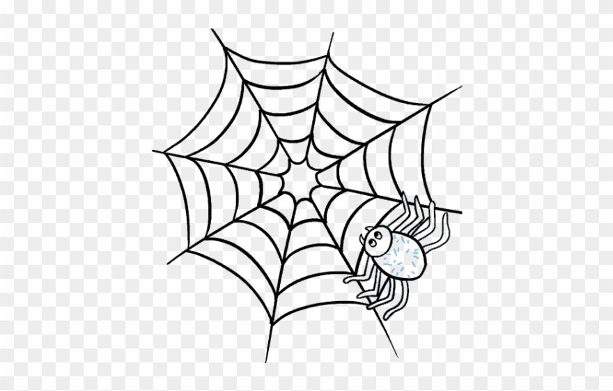 Spider Web Clipart Basic - Spider With Web Drawing - Png Download