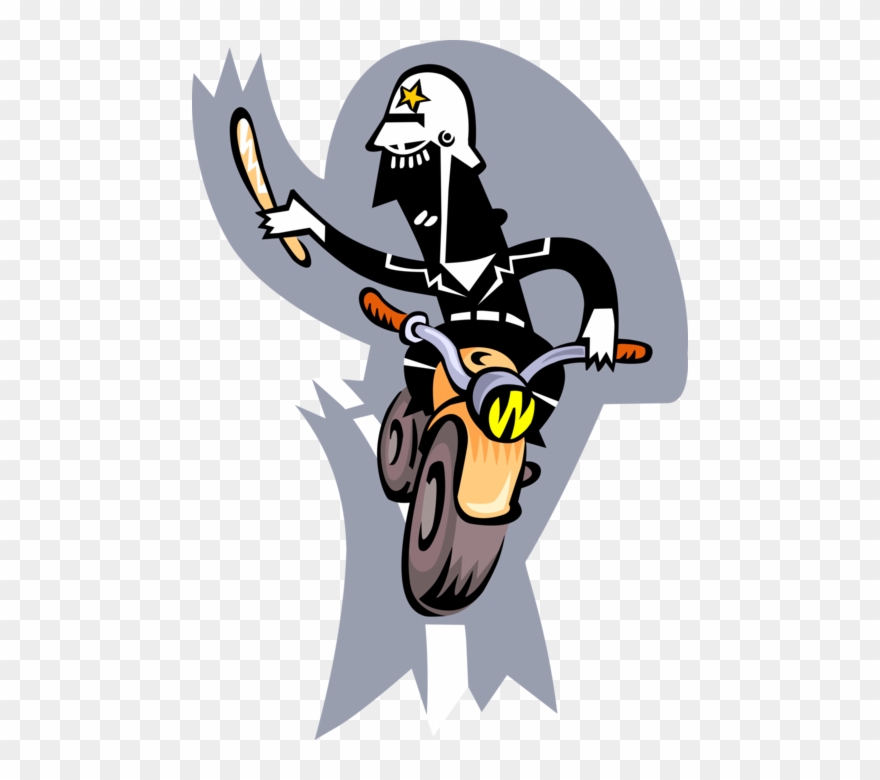 Vector Illustration Of Law Enforcement Policeman Drives - Cartoon Clipart