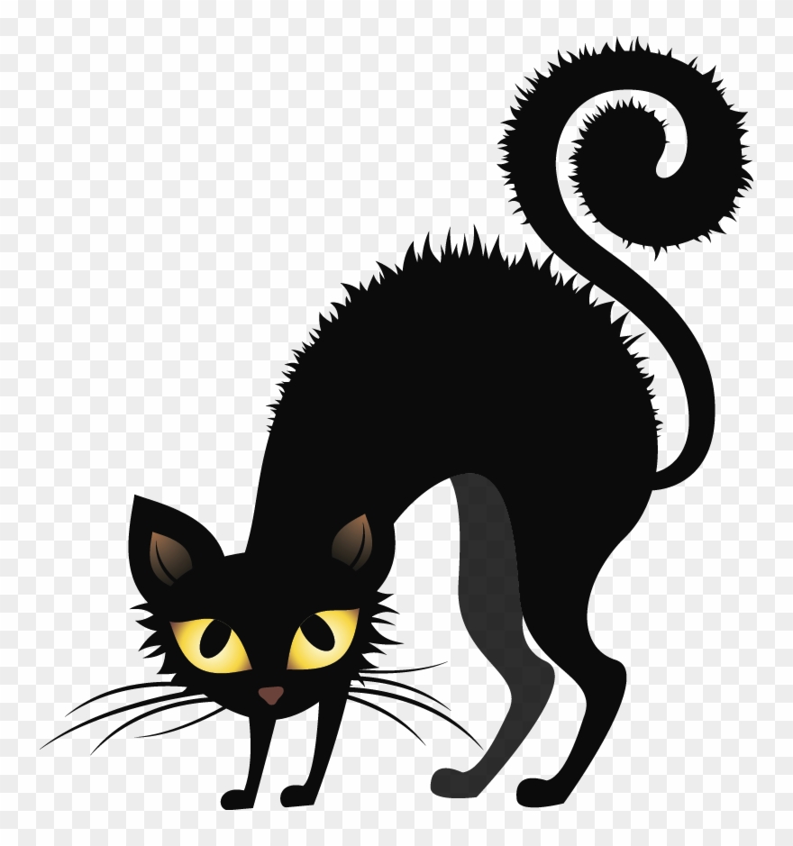 Bristling Black Cats - Black Cat Halloween Clipart - Png Download