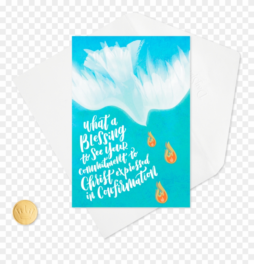 Dove And Flames Confirmation Card - Illustration Clipart