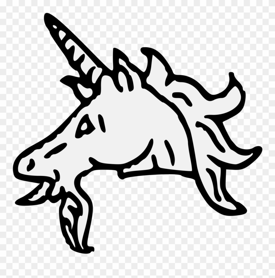 Unicorn's Head Couped Close - Illustration Clipart