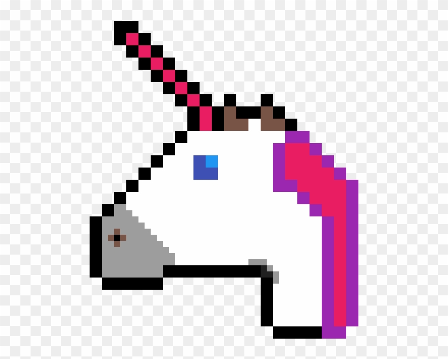 Unicorn Head - Pixel Art Unicorn Emoji Clipart