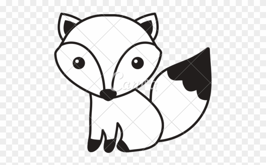 Drawn Fox Black And White - Fox Head Drawing Cute Clipart