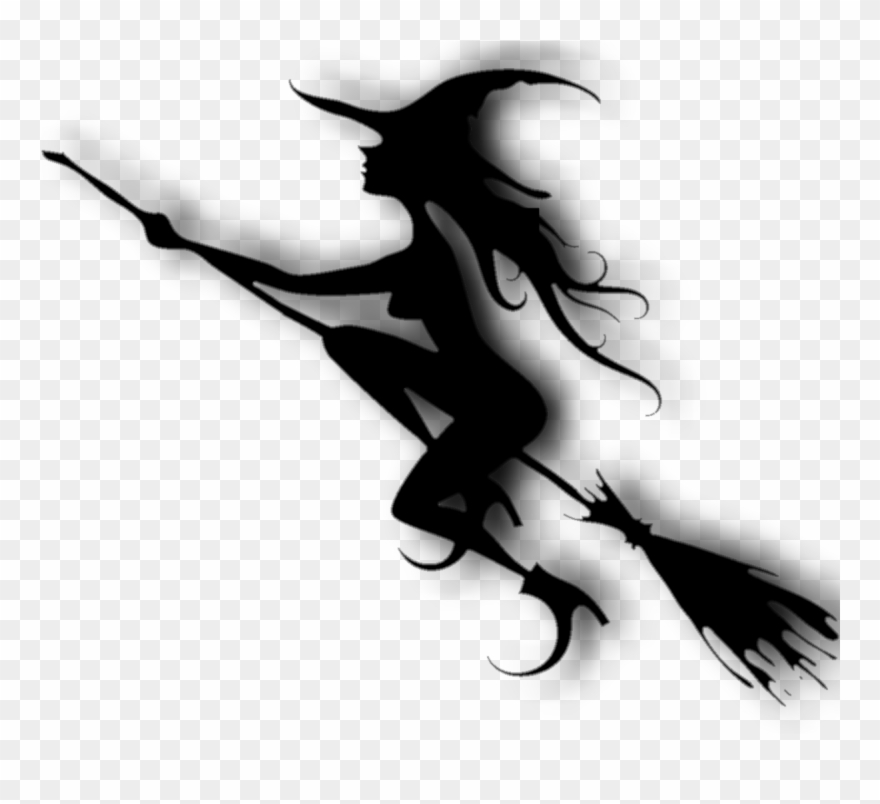 Transparent Png Witch On A Broom Silhouette , Png Download - Sexy Witch Halloween Silhouette Clipart