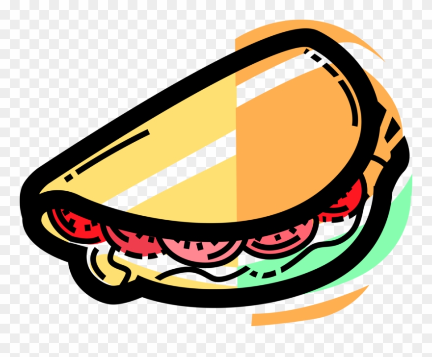 Vector Illustration Of Sandwich Sliced Cheese Or Meat - Pita Clipart - Png Download