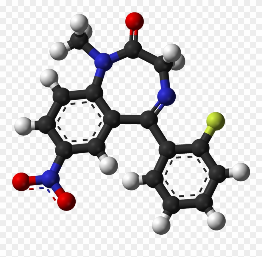 Flunitrazepam 3d Balls - Kevlar Molecule Ball And Stick Clipart