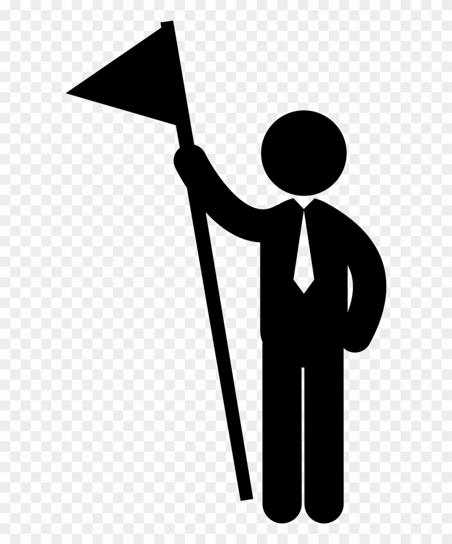 Business Man With Triangular Flag On A Pole Comments - Man With Tie Icon Clipart