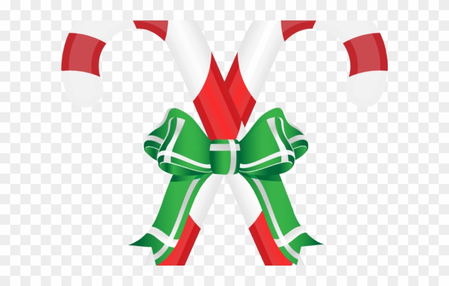 Candy Cane Clipart Walking Stick - Candy Cane With Red Ribbon Png Transparent Png