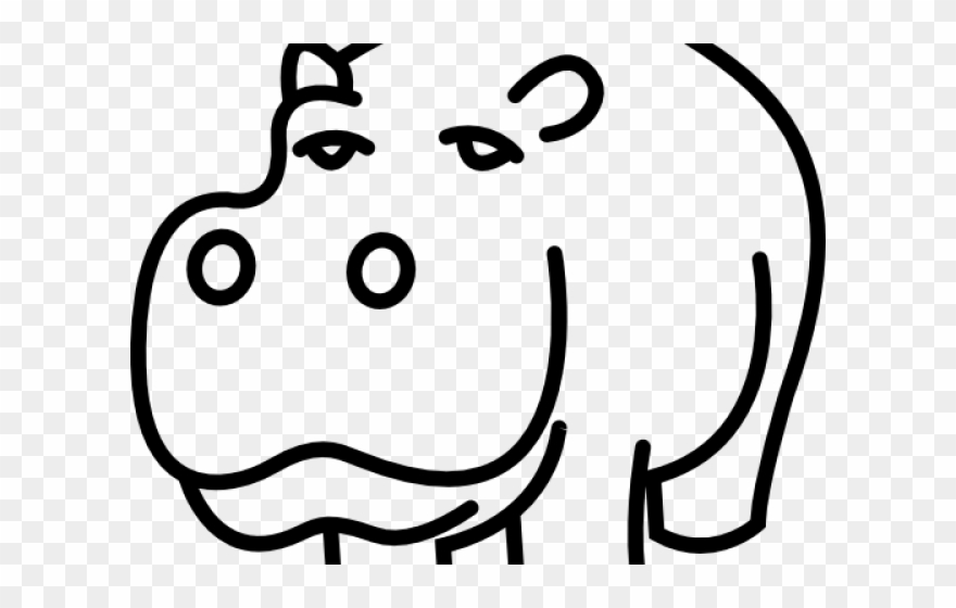 Drawn Face Hippo - Hippopotamus Clipart