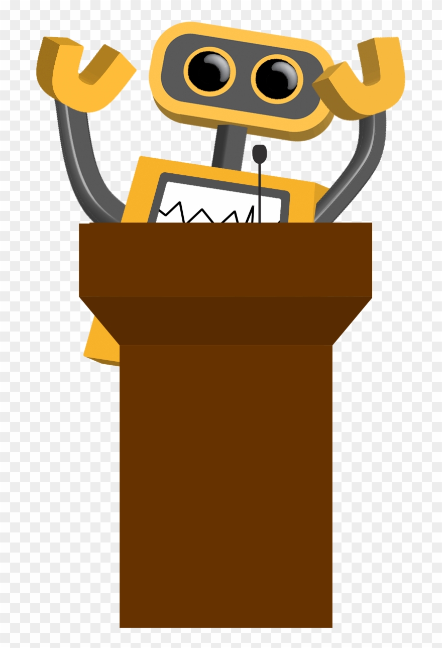 At The Podium - Transparent Background Robot Png Clipart