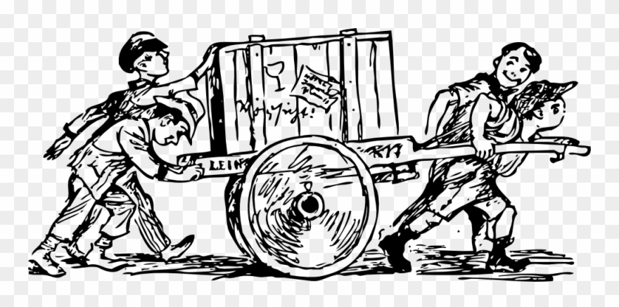 Cart Carrying A Crate Black White Line Art 999px 155 - Man Pushing Cart Drawing Clipart