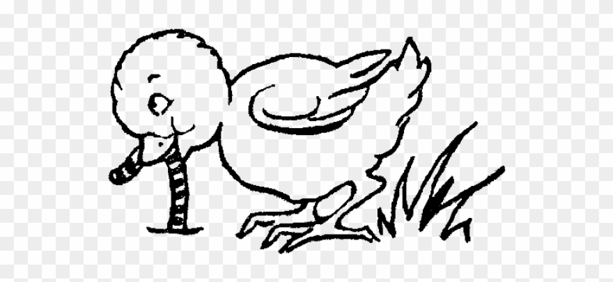 Chick Clipart Worm - Bird Eating Worm Clipart Black And White - Png Download