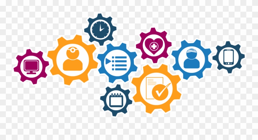 Gears With Scheduling Icons Clipart