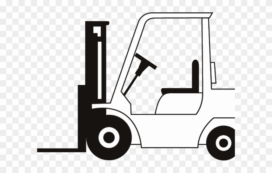 Drawn Truck Fork Lift - Forklift Clipart Black And White - Png Download