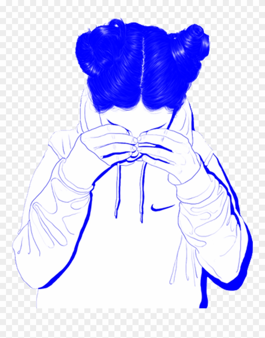 Tumblr Girl Aesthetic Blue Sad Vaporwave Cute Blue - Aesthetic Human Png Clipart