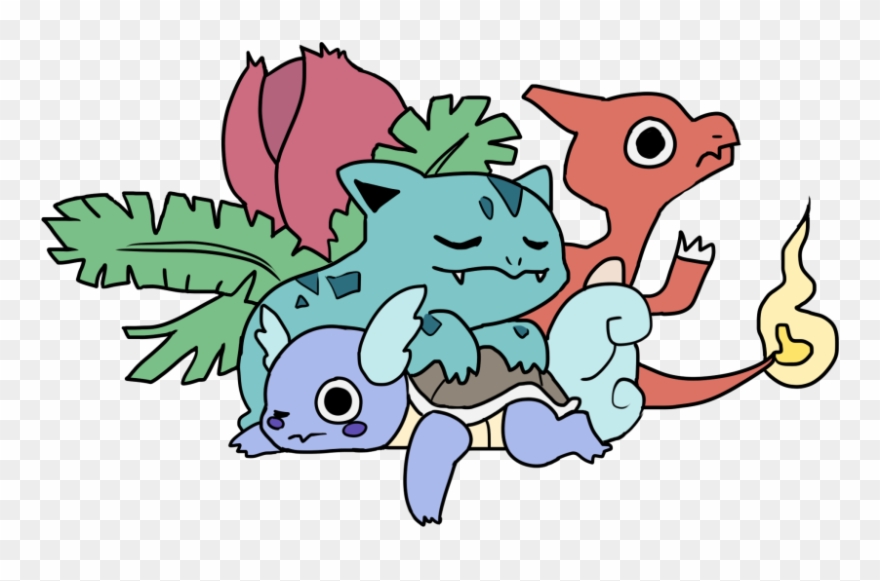 Art Pokemon Venusaur Charmander Bulbasaur Squirtle - Cartoon Clipart