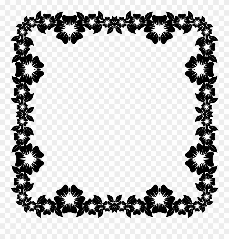 Clipart Flower Frame Extrapolated - Frames Black Flower Png Transparent Png