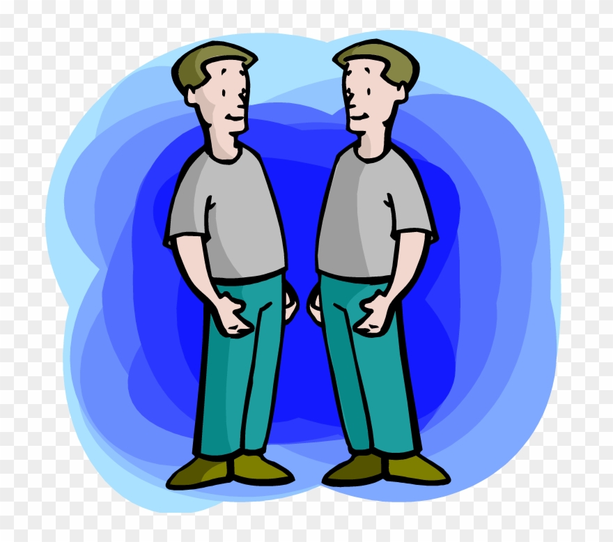 For A Brief Moment, I Had A Brother - Two Male Twins Looking At Each Other Clipart