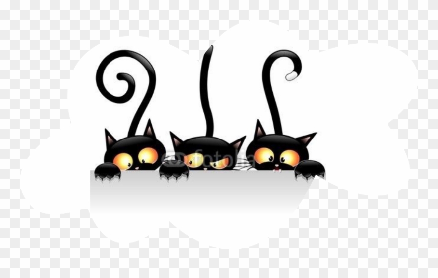 Cat Cartoon Black And White Clipart