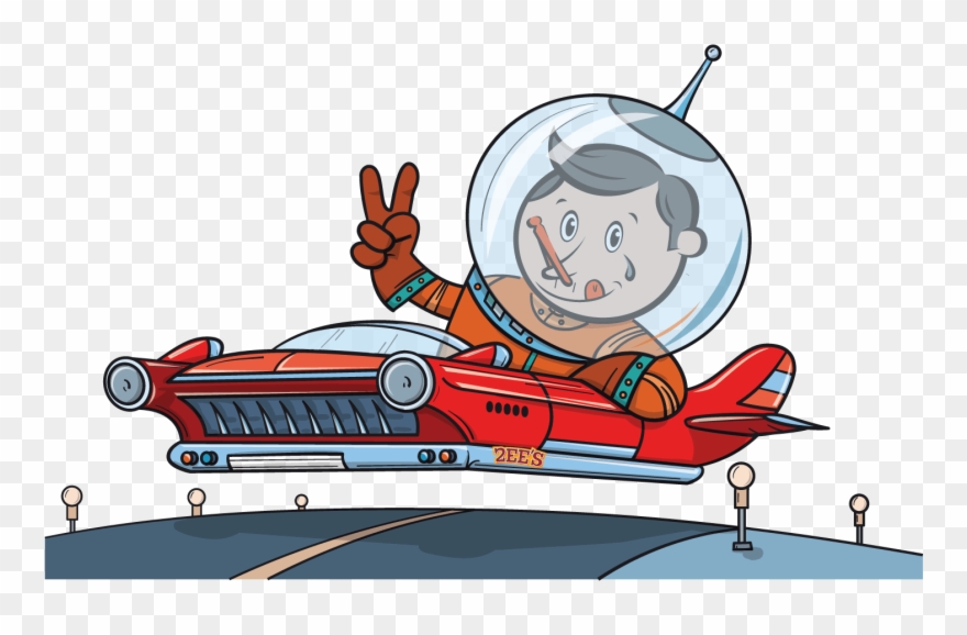 Twohey's In A Flying Car Icon - Cartoon Clipart