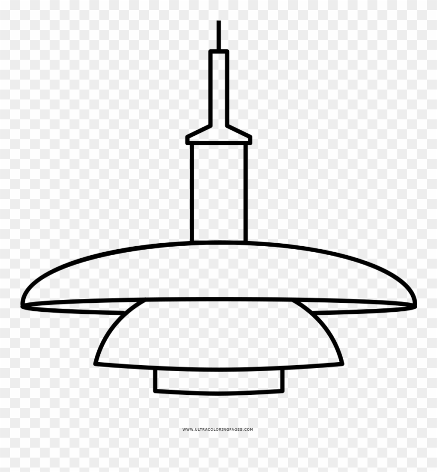 Hanging Lamp Coloring Page - Lampara De Techo Para Colorear Clipart