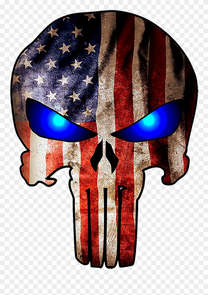 4 Pack - Punisher Skull Us Flag Clipart