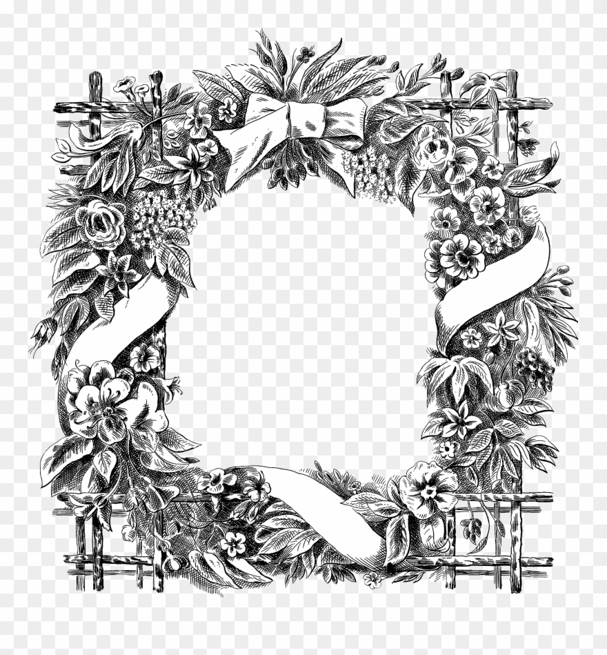 Com Wp-content Uploads 2017 12 06 Floral Wreath Frame - Line Art Clipart