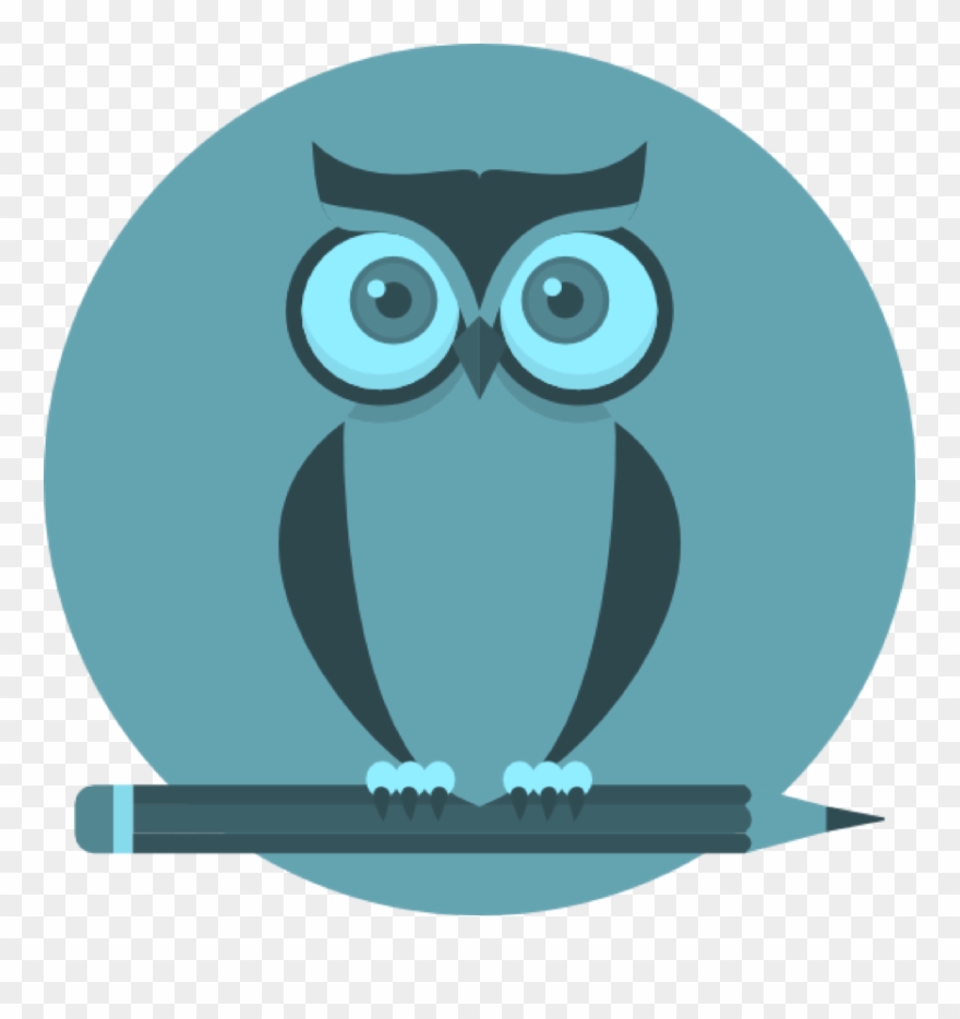 Owl With Pencil Teal Mono - Teacher Owl Icon Clipart