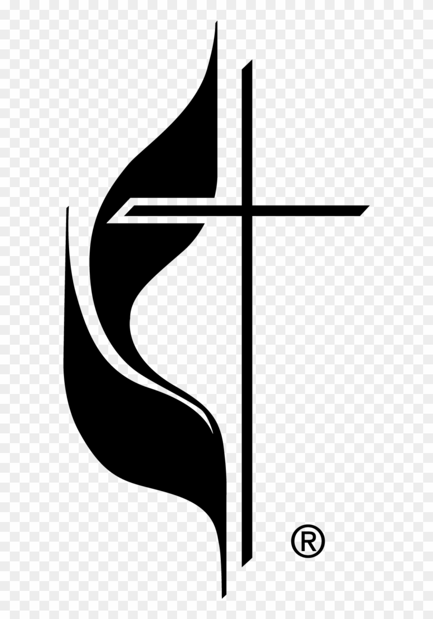 Cross And Flame Bw - United Methodist Church Logo Clipart