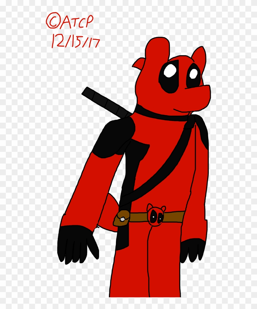Deadpool Clipart Simple Cartoon - Deadpool Drawing Black And White Easy - Png Download
